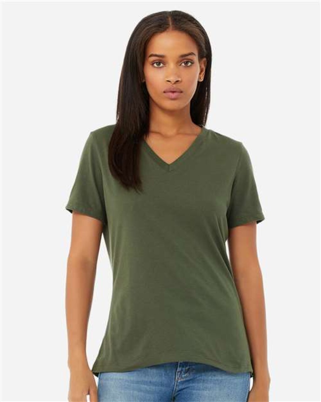 BELLA + CANVAS Women’s Relaxed Jersey V-Neck Short Sleeve T-Shirt – for Everyday Wear